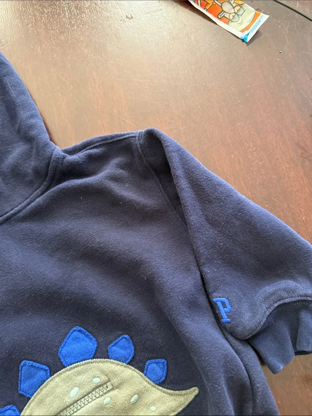 GAP Navy Hoodie with Tan & Blue Dino Applique